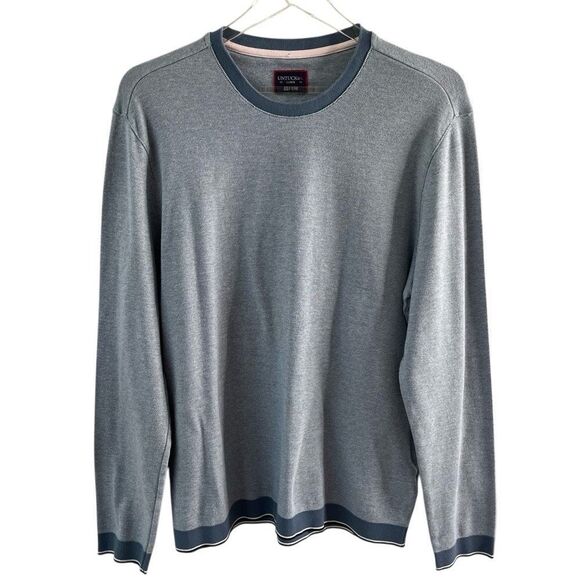 Untuckit Mens Pullover Sweater Large 100% Cotton Blue Andrews - Picture 1 of 11